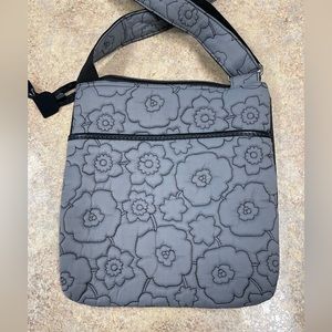 Thirty One Grey and Black Poppy Design Crossbody Purse- New Never Used